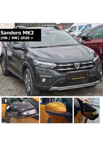 Dacia Sandero 2021 Sonrası Yarasa Ayna Kapak Parlak Siyah