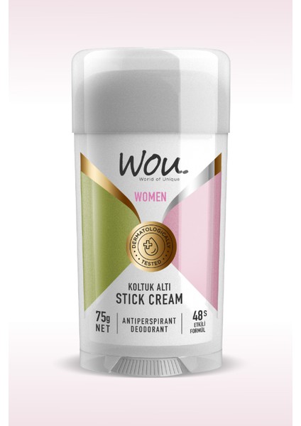 World of Unique Stick Krem Koltuk Altı Terleme Önleyici 48 Saat Etkin Koruma Vegan Kadın Koltuk Altı Stick 75 ml