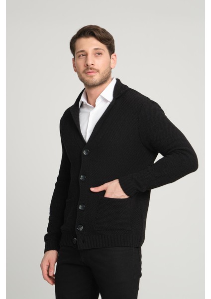 V Yaka Düğmeli Triko Ceket (E23-6709)