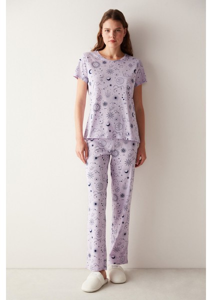 Base Magic Lila Pantolon Pijama Takımı