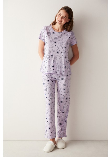 Base Magic Lila Pantolon Pijama Takımı