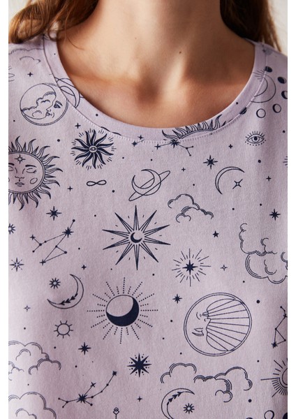 Base Magic Lila Pantolon Pijama Takımı