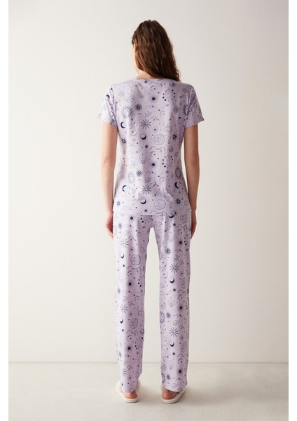Base Magic Lila Pantolon Pijama Takımı