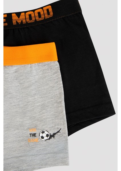 Erkek Çocuk Slogan Baskılı 2li Boxer