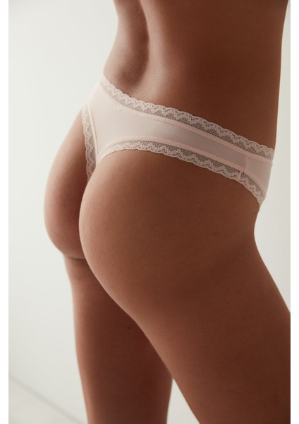 Easy Micro Dantel Pembe Tanga Külot