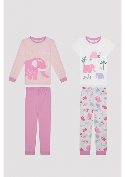 Kız Çocuk Mammoth Çok Renkli 2li Pijama Takımı