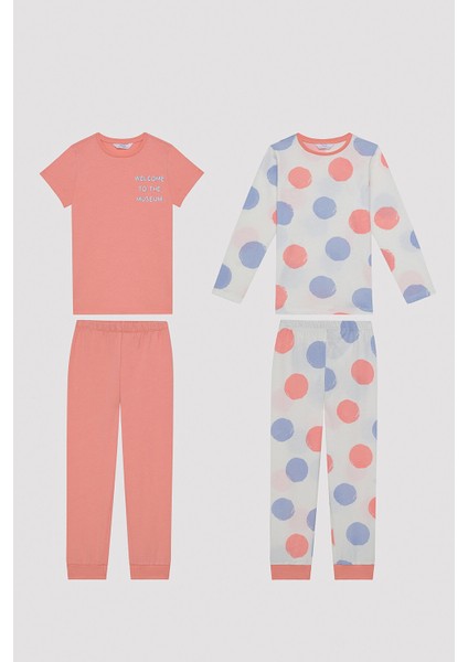 Kız Çocuk Big Dot Çok Renkli 2li Pijama Takımı