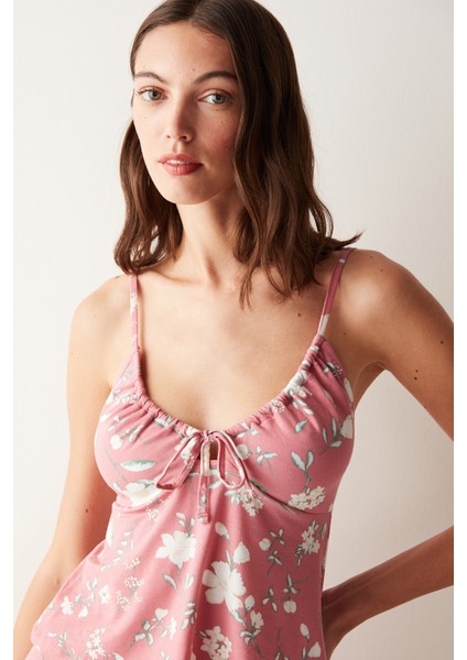 Floral Atlet Pembe Pijama Üstü
