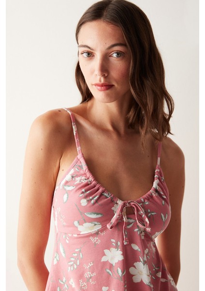 Floral Atlet Pembe Pijama Üstü
