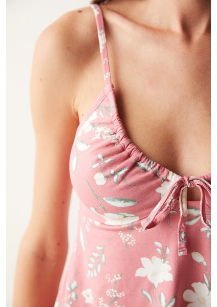 Floral Atlet Pembe Pijama Üstü