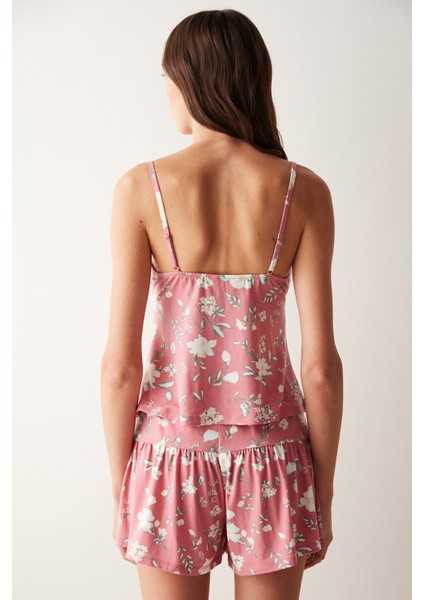 Floral Atlet Pembe Pijama Üstü