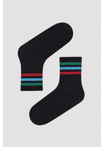Erkek Çocuk Renkli Dama Şeritli 2 li Tenis Soket Çorap fiyatları