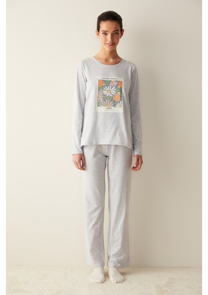 Base Hope Pantolon Gri Pijama Takımı