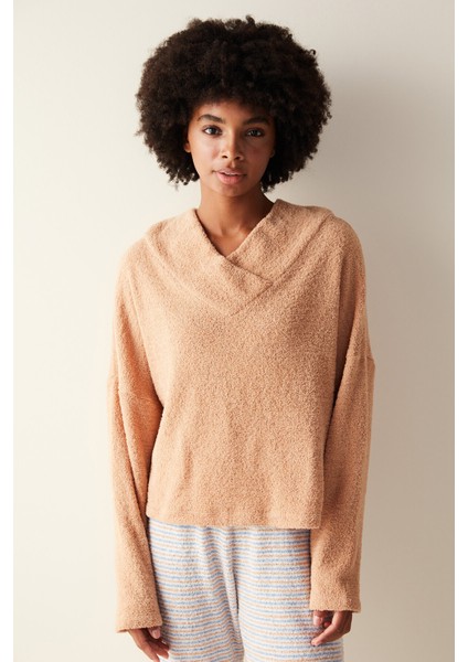Cozy Solid Sweatshirt Kahverengi Pijama Üstü fiyatları
