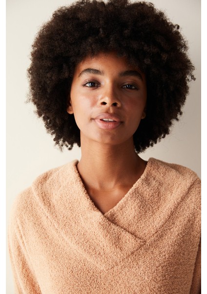 Cozy Solid Sweatshirt Kahverengi Pijama Üstü modelleri