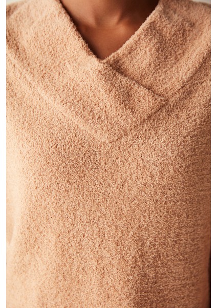 Cozy Solid Sweatshirt Kahverengi Pijama Üstü fırsatları