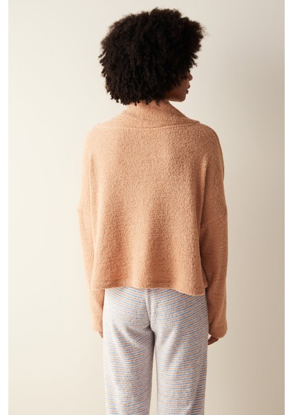 Cozy Solid Sweatshirt Kahverengi Pijama Üstü indirimleri