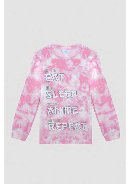 Kız Çocuk Anime Slogan Pijama Takımı