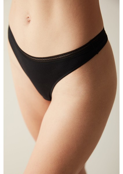 Easy Cotton Trim Siyah Tanga Külot