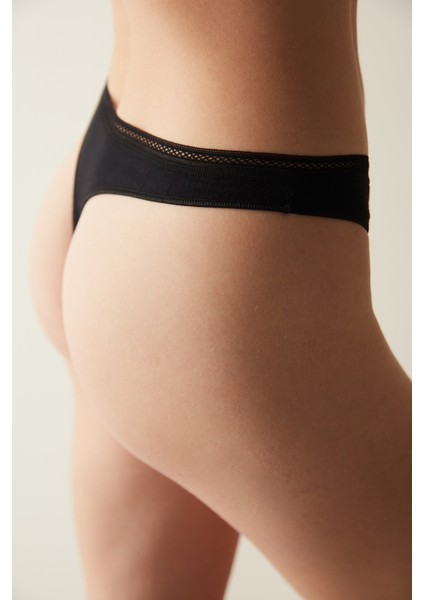 Easy Cotton Trim Siyah Tanga Külot fırsatları