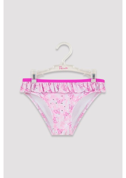 Çok Renkli Kız Çocuk Parlak Kelebek Desenli Tek Omuz Bikini Takımı indirimleri