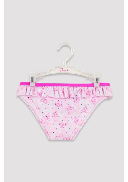 Çok Renkli Kız Çocuk Parlak Kelebek Desenli Tek Omuz Bikini Takımı