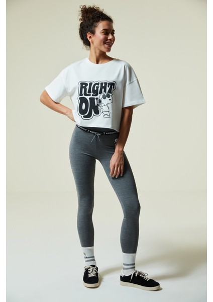 Gri Snoopy Desenli Dar Paça Tayt modelleri