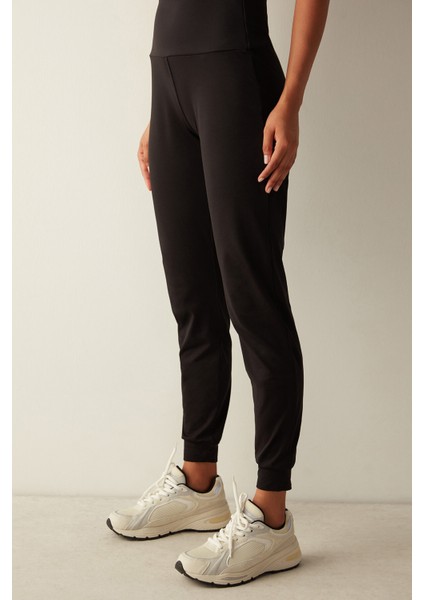 Siyah Yüksek Bel Miracle Jogger Pantolon
