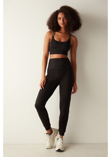 Siyah Yüksek Bel Miracle Jogger Pantolon