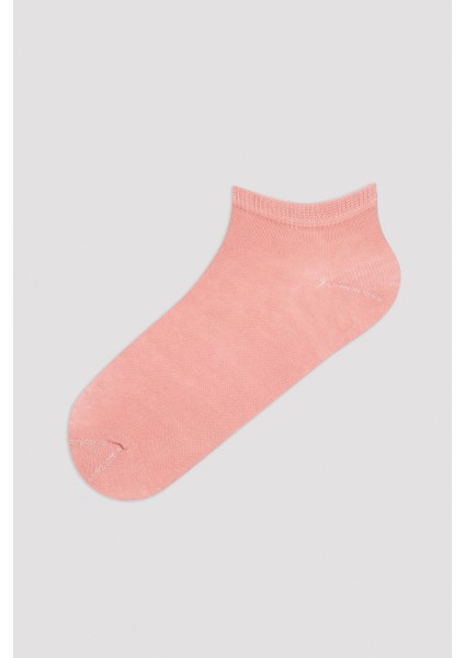 Pembe - Çok Renkli Basic 4lü Patik Çorap