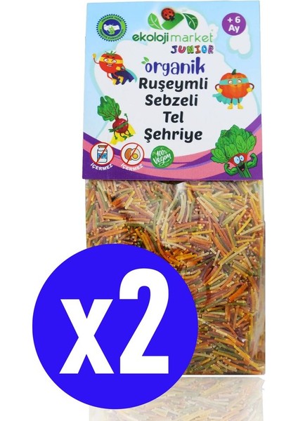 Organik Ruşeymli Sebzeli Bebek Makarnası Tel Şehriye 250 gr x 2