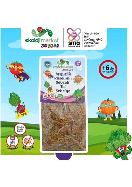 Organik Ruşeymli Sebzeli Bebek Makarnası Tel Şehriye 250 gr x 2