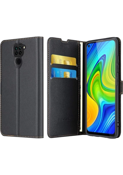 MTK Moveteck Xiaomi Redmi Note 9 Kılıf Tam Kaplar Deri Dokulu