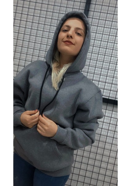 Pamuklu 3 Iplik Unisex Gri Sweatshirt