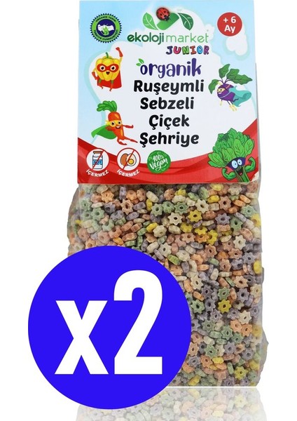 Organik Ruşeymli Sebzeli Bebek Makarnası Çiçek Şehriye 250 gr x 2