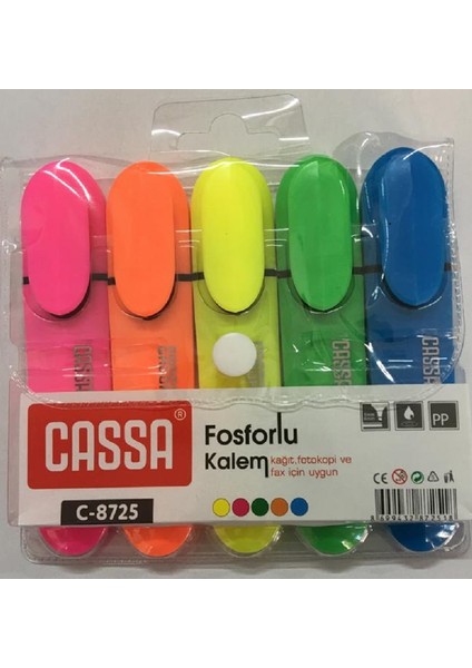 C 8725 Fosforlu Kalem 5'li Pvc Paket