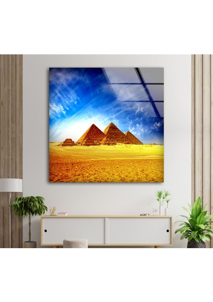 Mısır Piramitleri Temperli Cam Duvar Tablosu