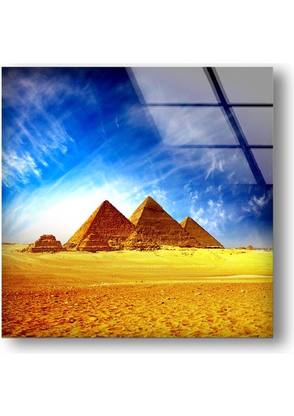 Mısır Piramitleri Temperli Cam Duvar Tablosu fırsatları
