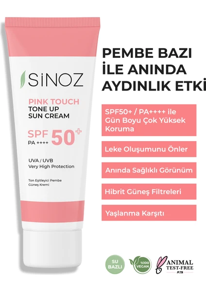 Pink Touch SPF 50 Cilt Aydınlatıcı Ton Eşitleyici Pembe Yüz Güneş Kremi 50 ML Tüm Ciltler için