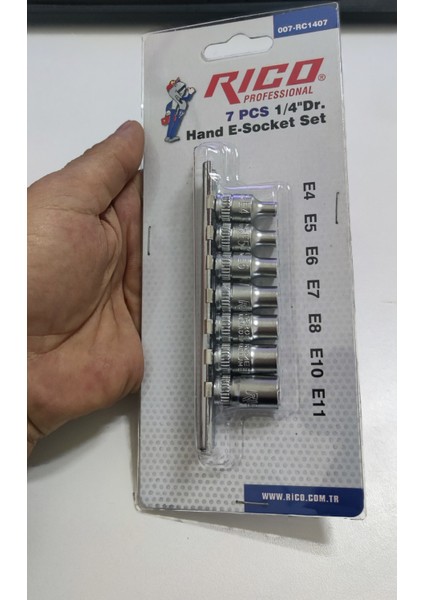 1/4 72 Diş Cırcır Kolu Rico 1/4 Lokmalı Torx - Allen - E Diş Iç Torx Lokma Takımı Seti 23 Parça