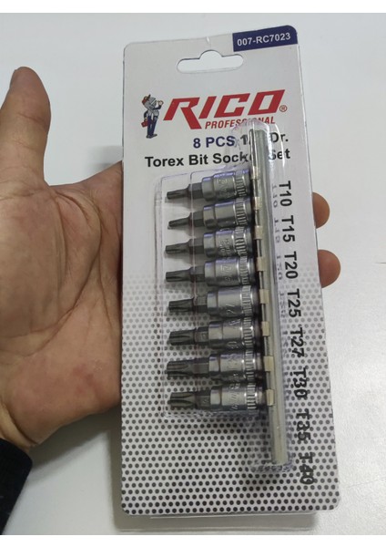 1/4 72 Diş Cırcır Kolu Rico 1/4 Lokmalı Torx - Allen - E Diş Iç Torx Lokma Takımı Seti 23 Parça