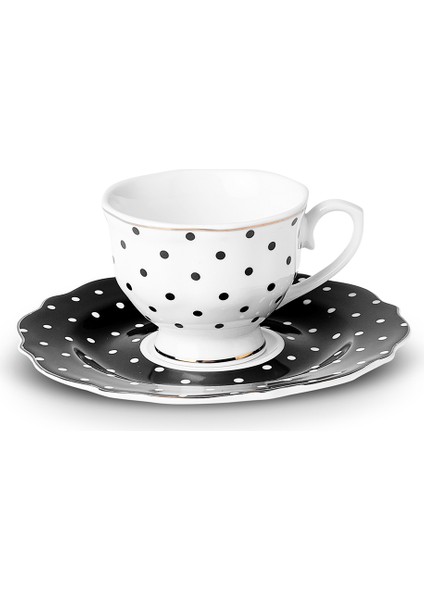 New Romantic Puantiyeli Kahve Fincanı 90 ml Siyah fırsatları