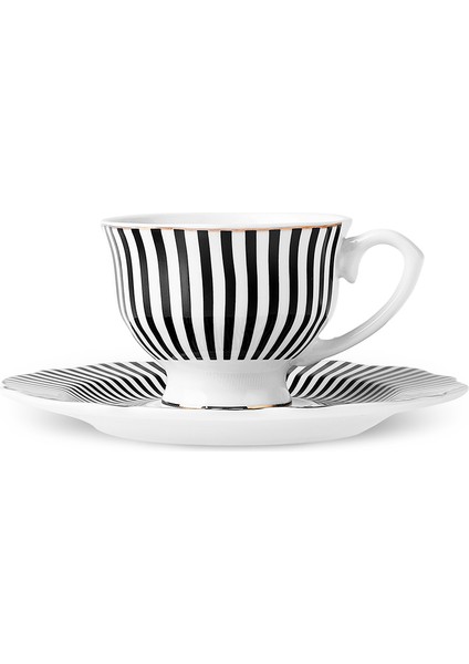 New Romantic Ince Çizgili Kahve Fincanı 90 ml Siyah fiyatları