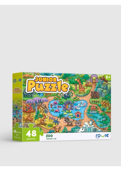 Eğitici Çocuk Kutu Oyunu Junıor Hayvanat Bahçesi Puzzle 48 Parça Puzzle 5+ Yaş