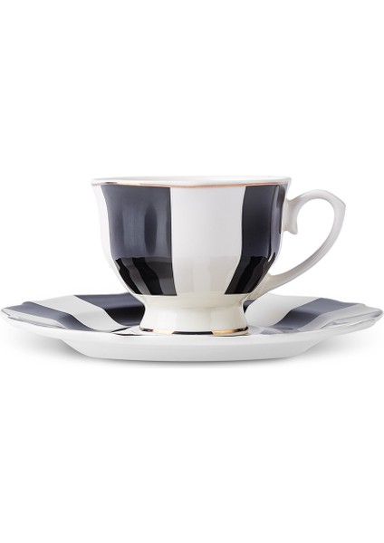 New Romantic Kalın Çizgili Kahve Fincanı 90 ml Siyah fiyatları