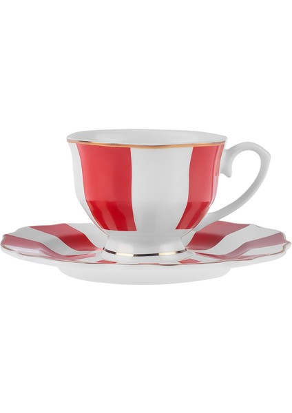 New Romantic Kalın Çizgili Kahve Fincanı 90 ml Kırmızı fiyatları