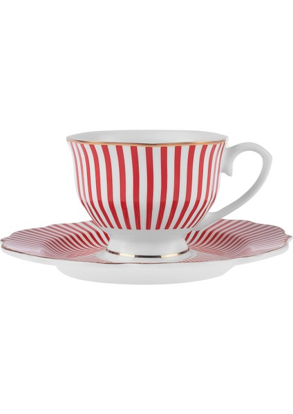 New Romantic Ince Çizgili Kahve Fincanı 90 ml Kırmızı fiyatları