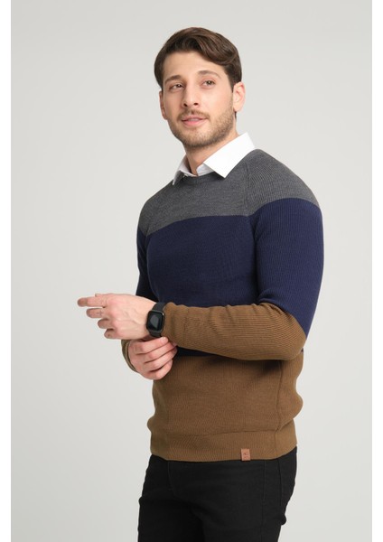 Renk Bloklu Reglan Kol Bisiklet Yaka KAZAK(E23-6708) modelleri