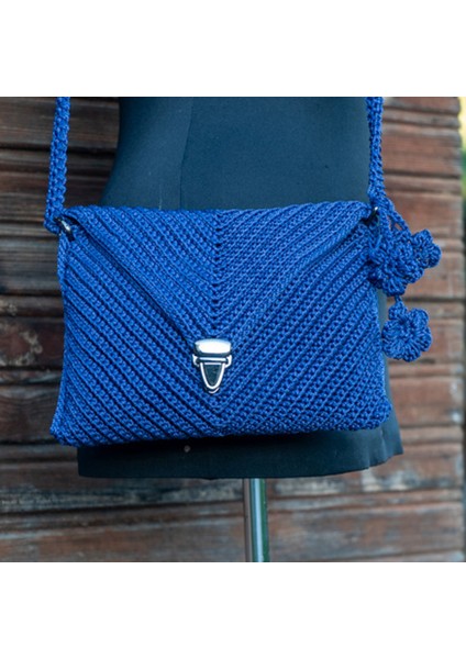 Mavi Zarf Model El Yapımı Clutch Portföy Çapraz Çanta