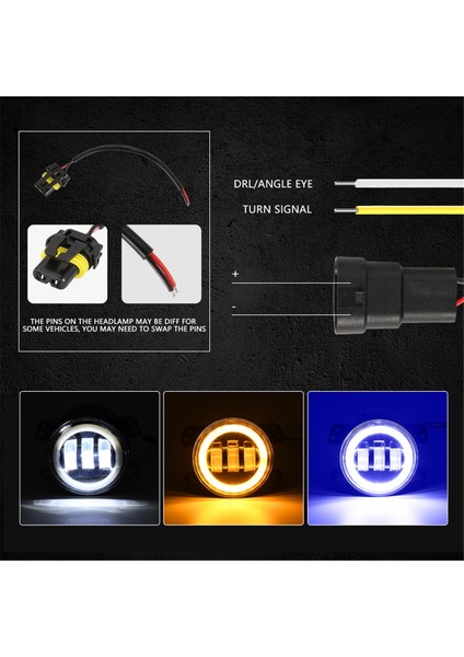 Inç LED Sis Farları Halo Halkalı Çalışma Işığı (Mavi+Sarı+Beyaz) (Yurt Dışından) modelleri